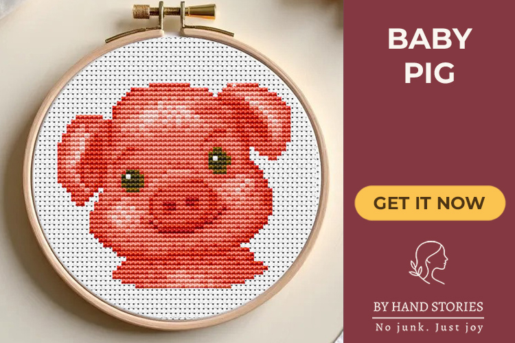 Cute Baby Pig Cross Stitch Pattern PDF