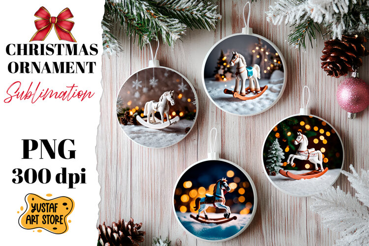 Christmas ornament ceramic horse sublimation. example image 1