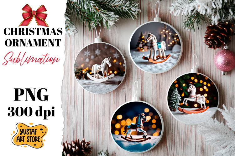 Christmas ornament ceramic horse sublimation.