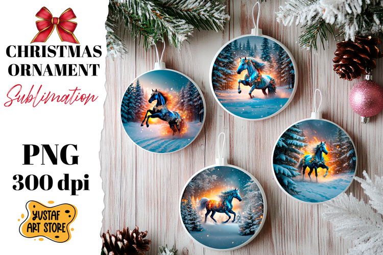 Christmas horse ornament sublimation.