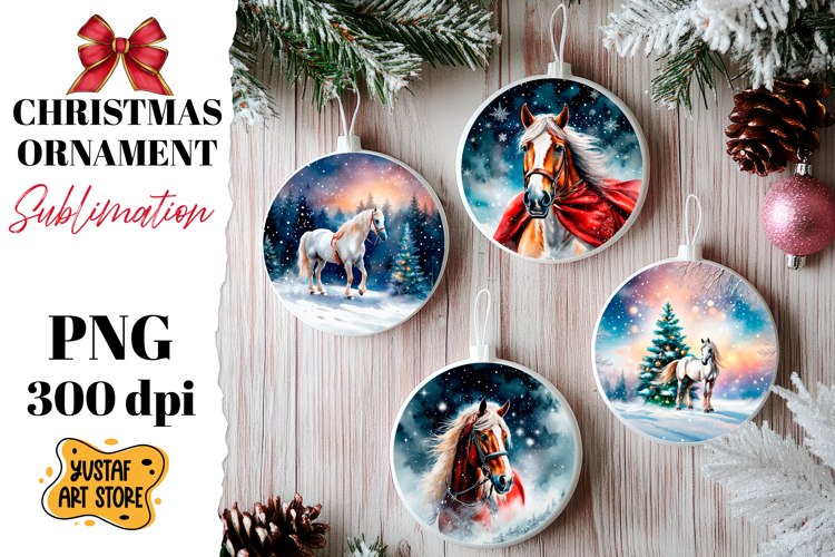 Christmas ornament horse sublimation.