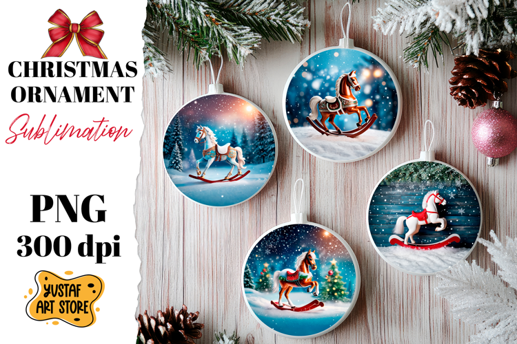 Christmas ornament rocking horse sublimation.