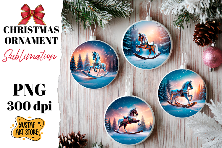Christmas ornament rocking horse sublimation.