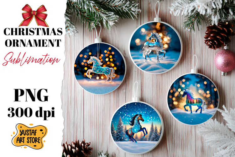 Christmas ornament crystal horse sublimation.