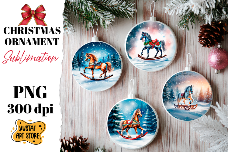 Christmas ornament rocking horse sublimation.