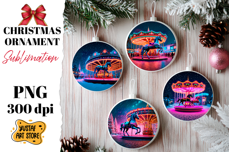 Christmas ornament horse carousel sublimation.