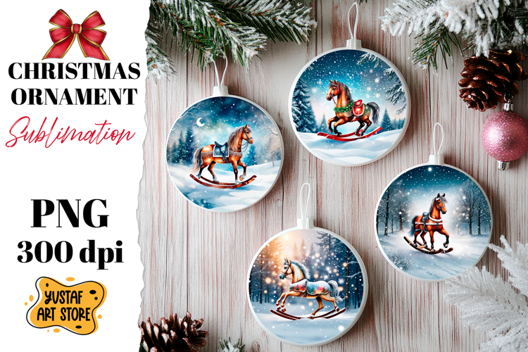Christmas ornament rocking horse sublimation.