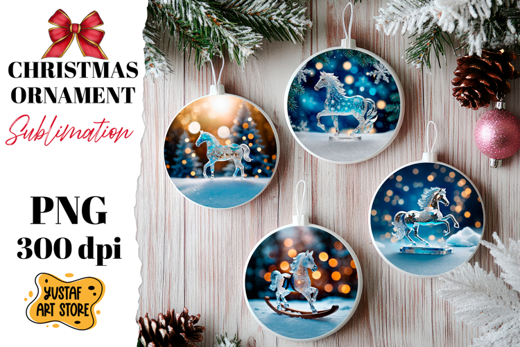 Christmas ornament crystal horse sublimation.
