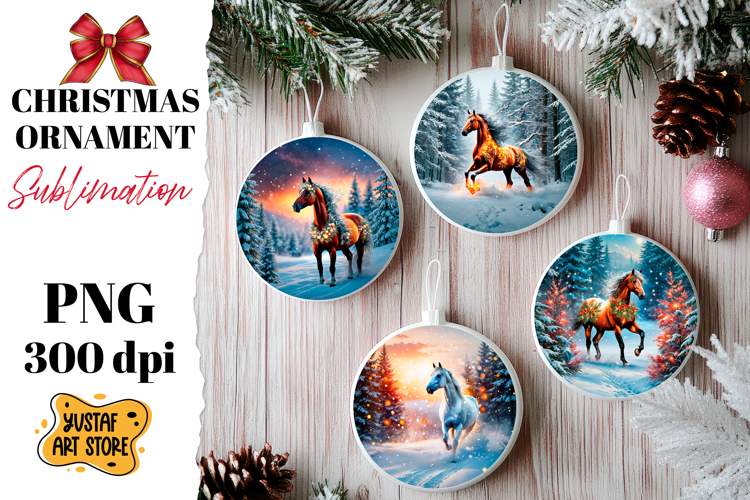 Christmas horse ornament sublimation.