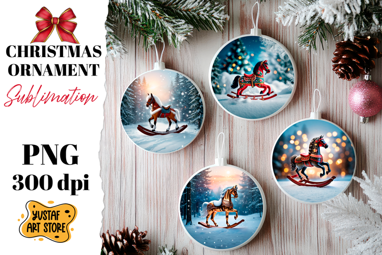 Christmas ornament rocking horse sublimation.