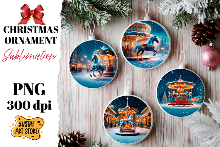Christmas ornament horse carousel sublimation.