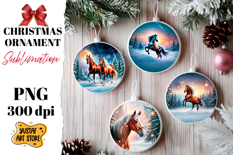 Christmas ornament winter horse sublimation. example image 1