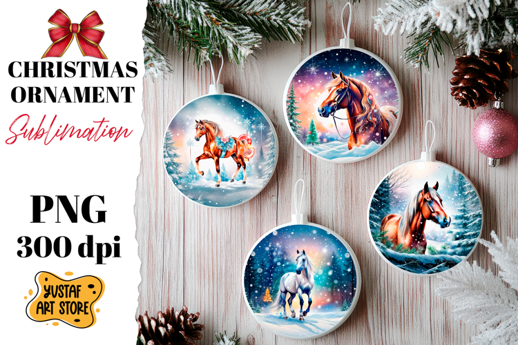 Christmas horse ornament sublimation.