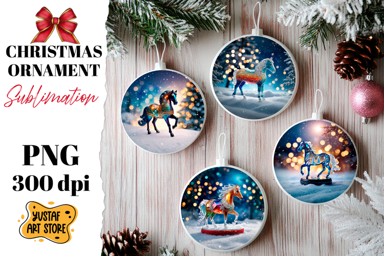 Christmas ornament crystal horse sublimation.
