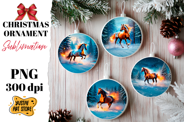 Christmas ornament crystal horse sublimation.