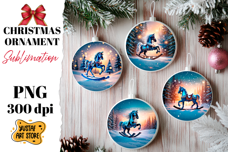Christmas ornament rocking horse sublimation.