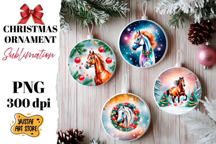 Christmas horse ornament sublimation.