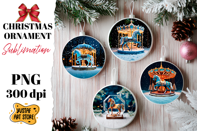 Christmas ornament crystal horse sublimation.