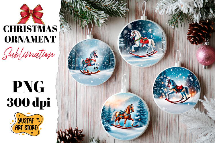 Christmas ornament rocking horse sublimation.
