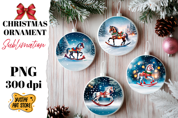 Christmas ornament rocking horse sublimation.