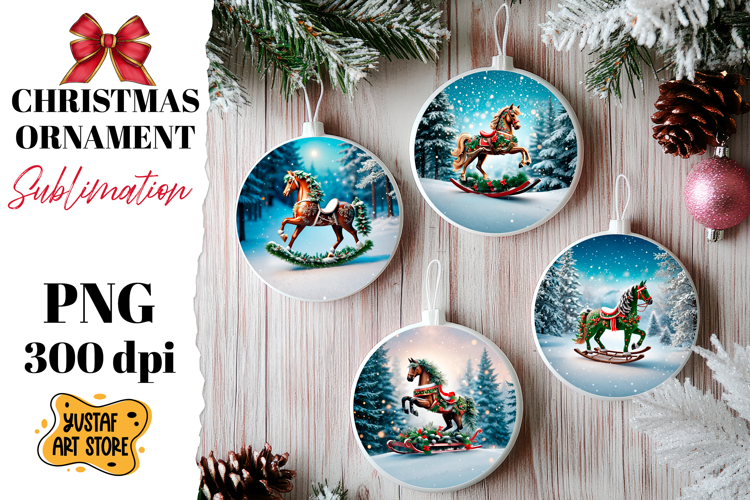 Christmas ornament rocking horse sublimation.