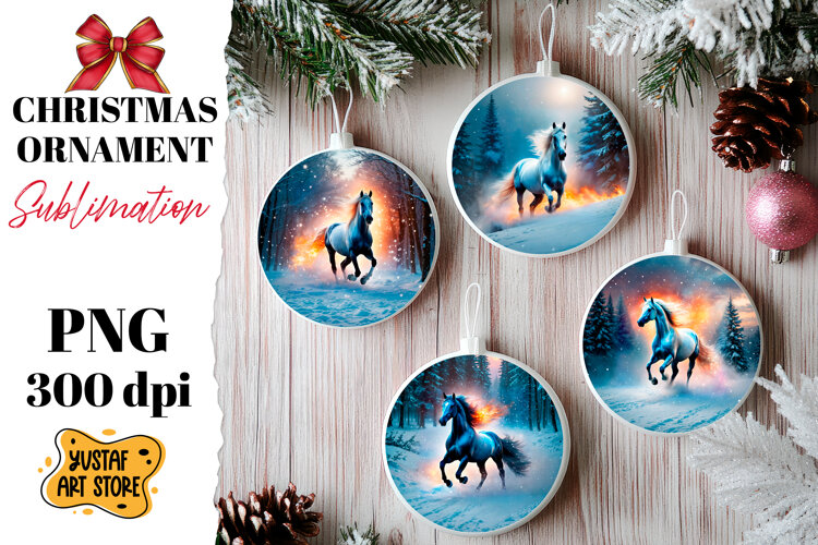 Christmas ornament flame horse sublimation. example image 1