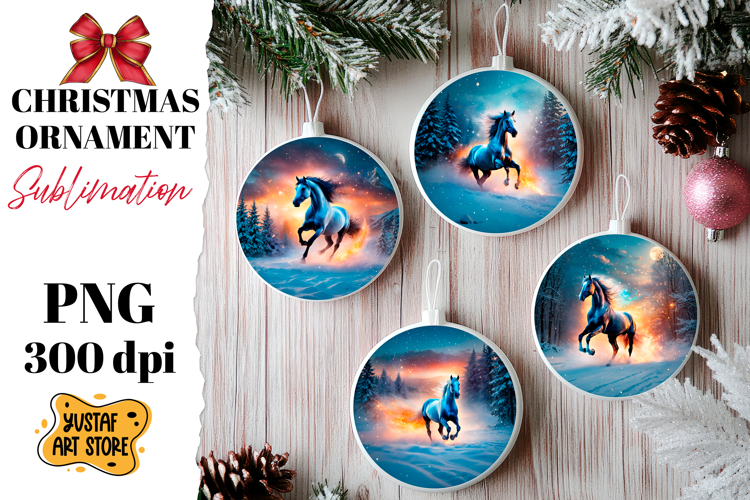 Christmas ornament flame horse sublimation.