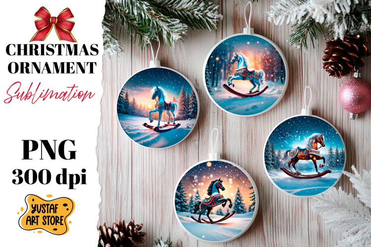 Christmas ornament rocking horse sublimation.