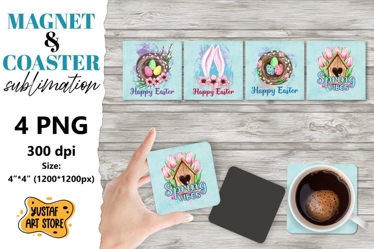 Easter magnet sublimation/Easter coaster sublimation 4 desig example image 1