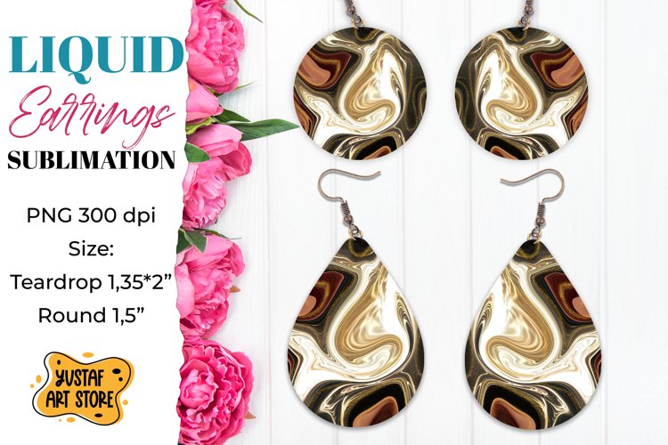 Abstract Earrings Sublimation. Teardrop and Round example image 1