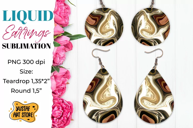 Abstract Earrings Sublimation. Teardrop and Round