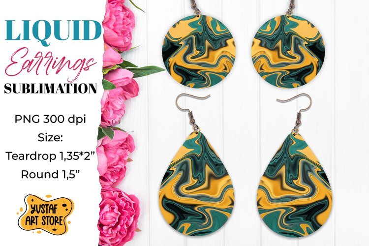 Abstract Earrings Sublimation. Teardrop and Round example image 1