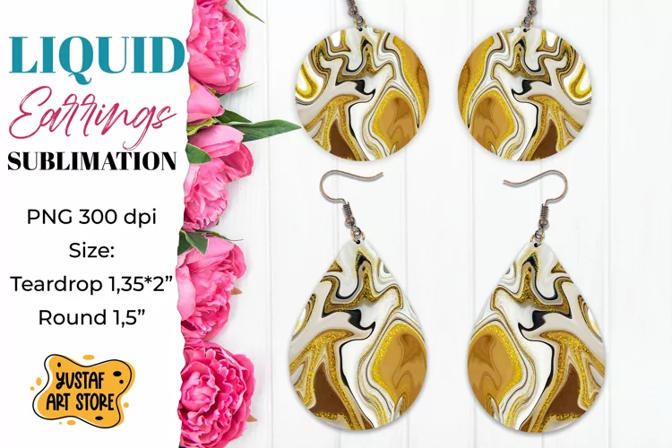 Abstract Earrings Sublimation. Teardrop and Round