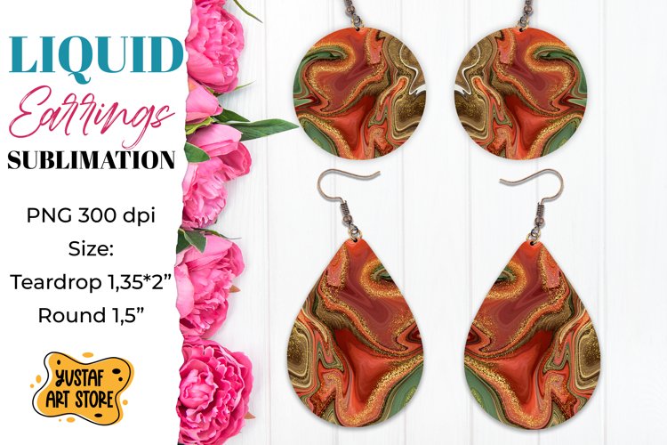 Abstract Earrings Sublimation. Teardrop and Round example image 1