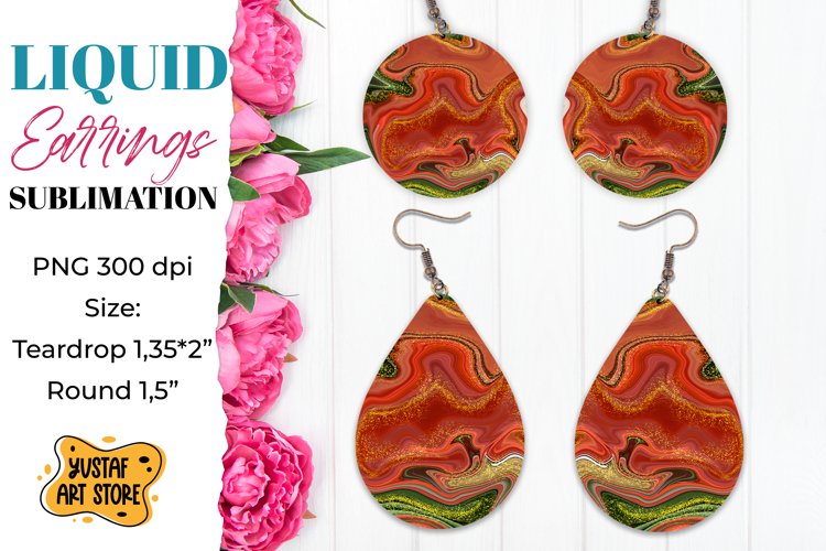 Abstract Earrings Sublimation. Teardrop and Round example image 1