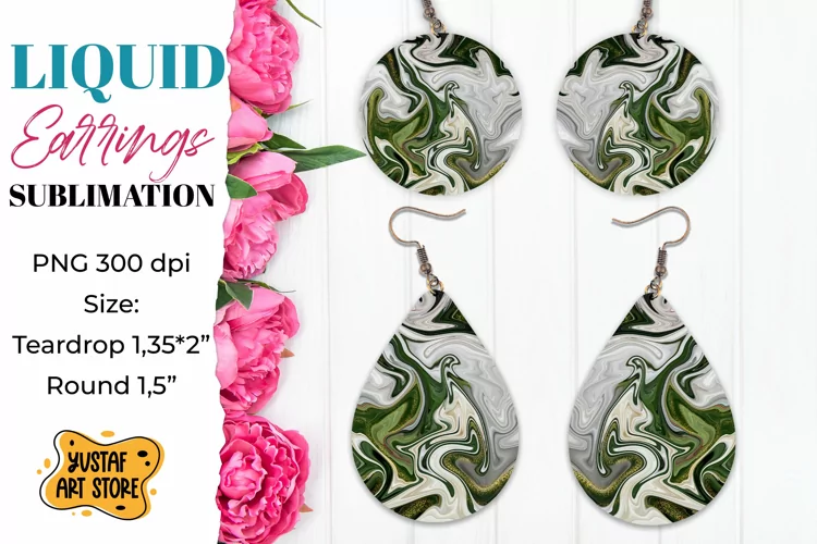 Abstract Earrings Sublimation. Teardrop and Round