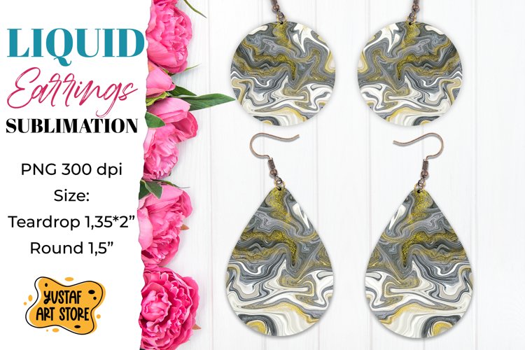 Abstract Earrings Sublimation. Teardrop and Round example image 1