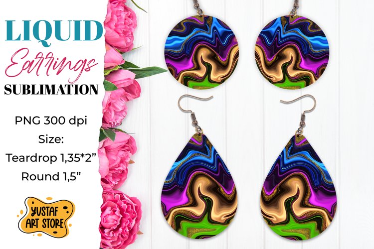 Abstract Earrings Sublimation. Teardrop and Round example image 1