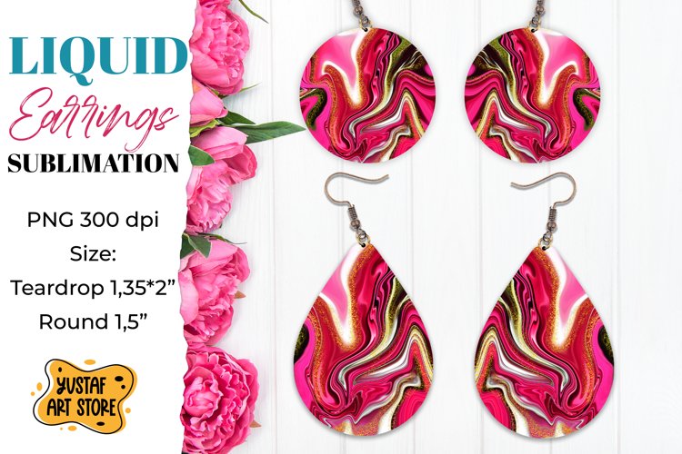 Abstract Earrings Sublimation. Teardrop and Round example image 1