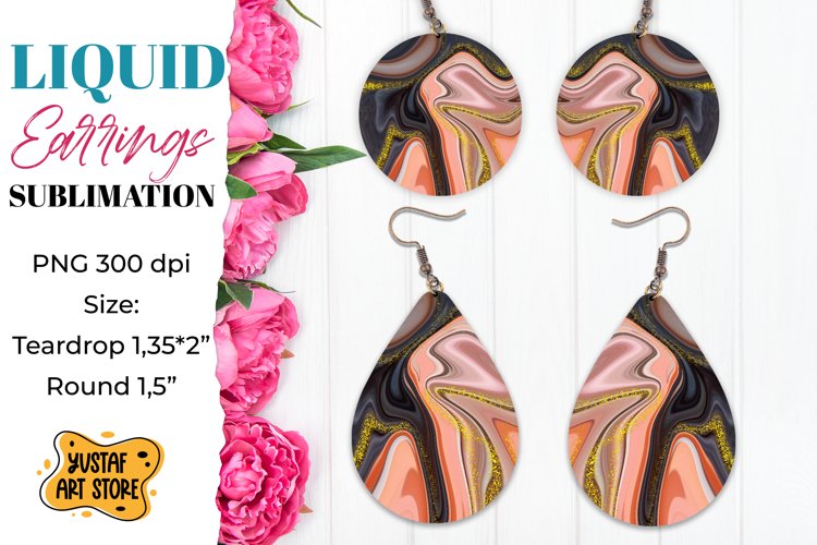 Abstract Earrings Sublimation. Teardrop and Round example image 1