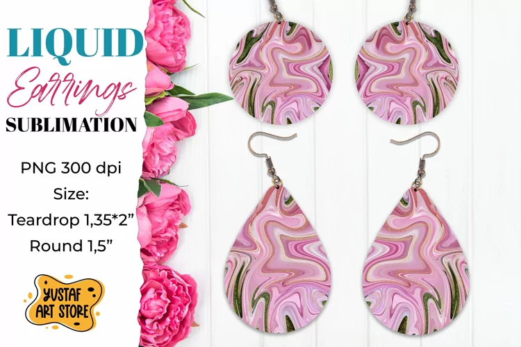Abstract Earrings Sublimation. Teardrop and Round