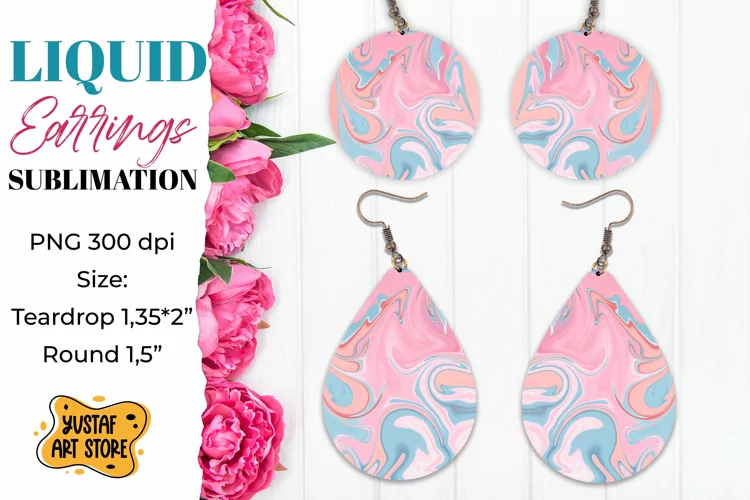 Abstract Earrings Sublimation. Teardrop and Round
