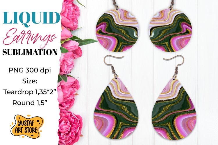 Abstract Earrings Sublimation. Teardrop and Round example image 1