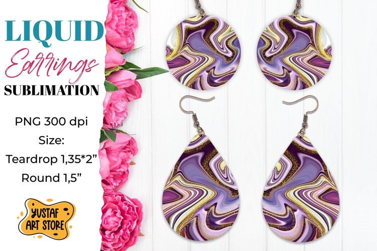 Abstract Earrings Sublimation. Teardrop and Round example image 1
