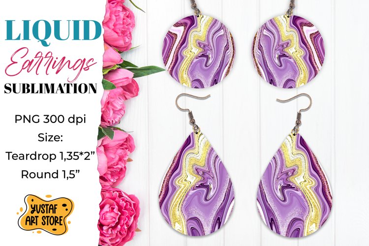 Abstract Earrings Sublimation. Teardrop and Round example image 1