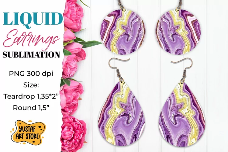 Abstract Earrings Sublimation. Teardrop and Round