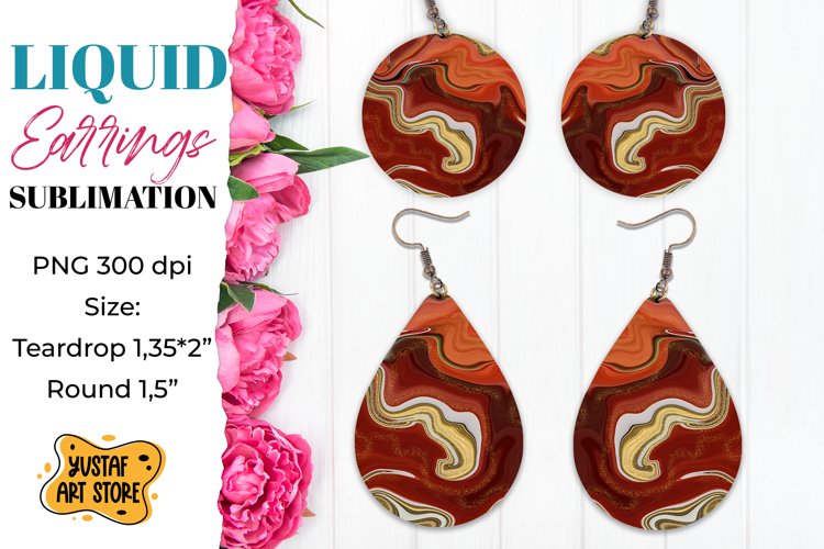 Abstract Earrings Sublimation. Teardrop and Round example image 1