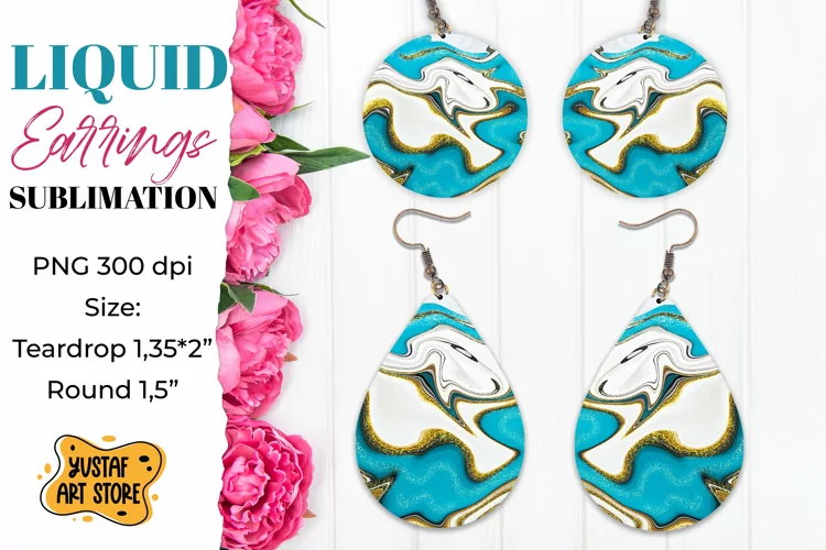 Abstract Earrings Sublimation. Teardrop and Round