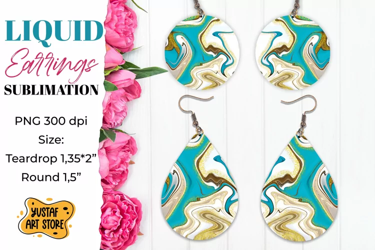 Abstract Earrings Sublimation. Teardrop and Round