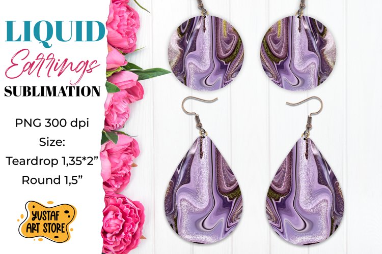 Abstract Earrings Sublimation. Teardrop and Round example image 1